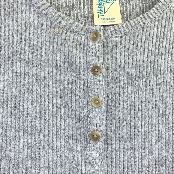 Thereabouts Women’s Plus Gray Fuzzy Ribbed Long Sleeve Hi Low Tunic Top 3X - Picture 5 of 5